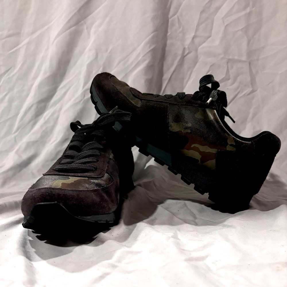 Camouflage Suede & Nylon Men Sneakers Dark Blue